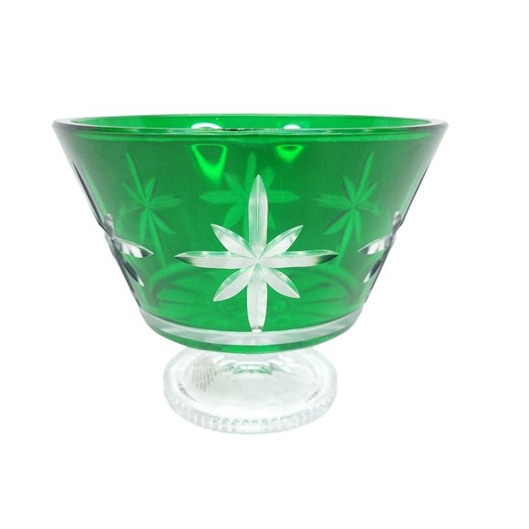 Waterford Marquis Crystal Compote Bowl Footed Pedestal Cut Glass Emerald Green - Picture 2 of 8